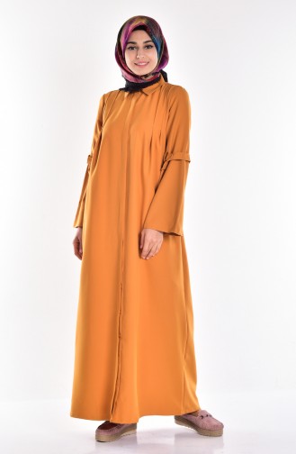 Abaya Col Chemise 0109A-05 Moutarde 0109A-05