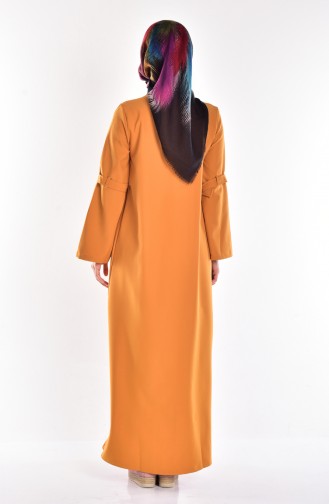 Abaya Col Chemise 0109A-05 Moutarde 0109A-05