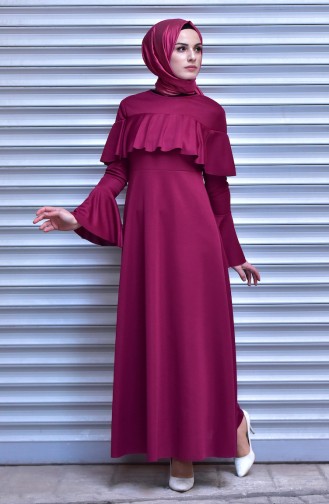Fuchsia Hijab Dress 8088-10
