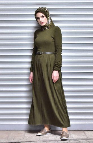 Khaki Hijab Dress 0187-05