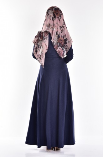 Navy Blue Hijab Dress 0578-04