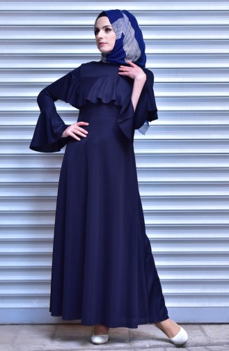 Navy Blue Hijab Dress 8088-09