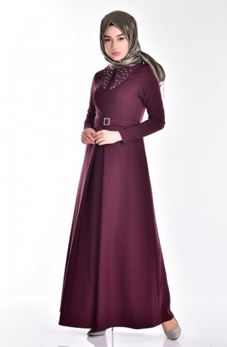 Plum Hijab Dress 0591-02