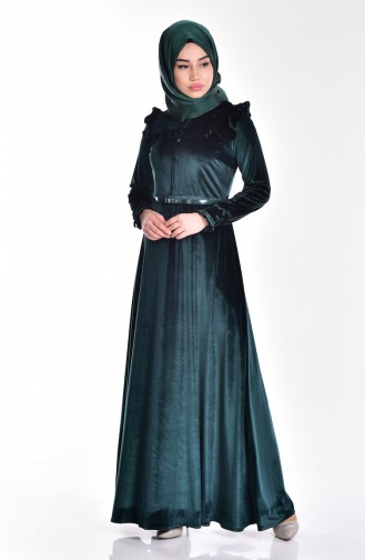 Emerald Green Hijab Dress 0594-03