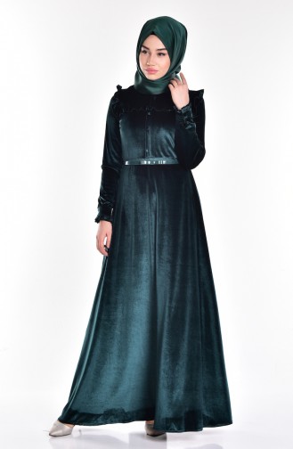 Emerald Green Hijab Dress 0594-03