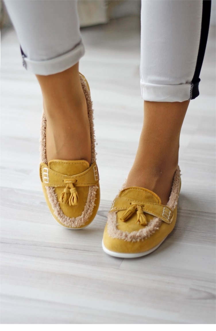 mustard flat shoes