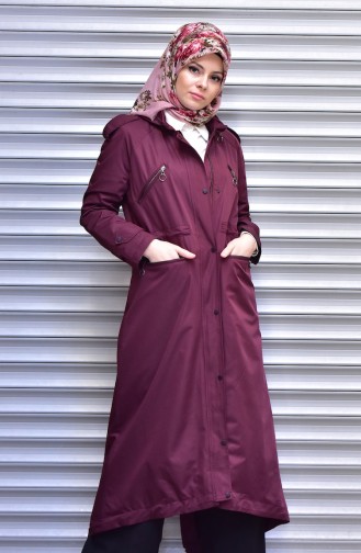 شوكران معطف واق من المطر بتصميم موصول بقبعة 35795-01 لون خمري 35795-01