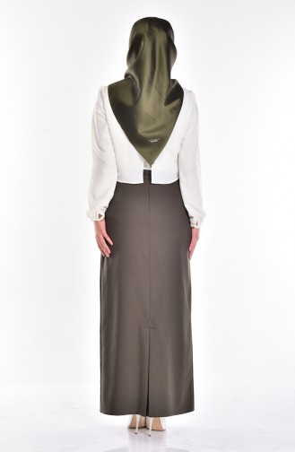 Belted Pencil Skirt 1580-05 Khaki Green 1580-05