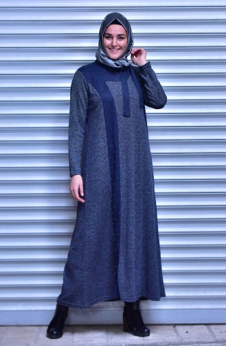 Navy Blue Hijab Dress 0988-02