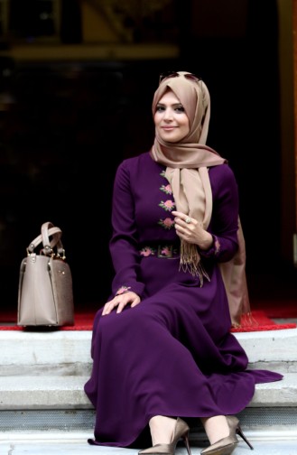 Purple Hijab Evening Dress 0008-01