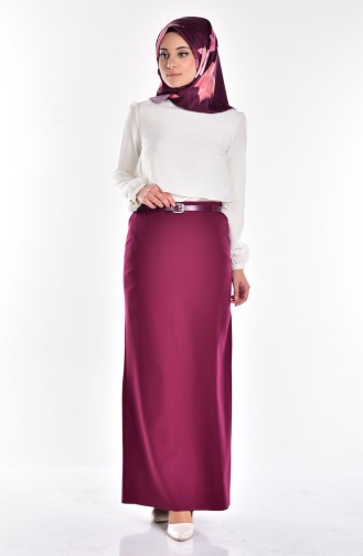 Belted Pencil Skirt 1580-06 Plum 1580-06