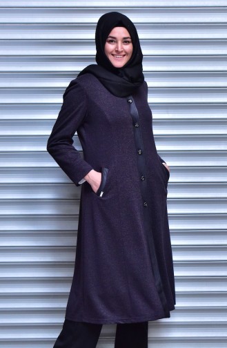 Übergröße Cape mit Leder Detail 0968-04 Zwetschge 0968-04