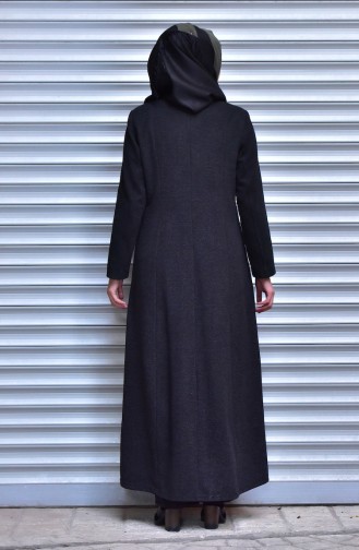 Übergröße Hijab Mantel mit Knöpfen 0987-01 Schwarz 0987-01