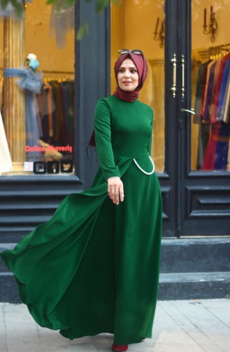 Emerald Green Hijab Evening Dress 0005-03