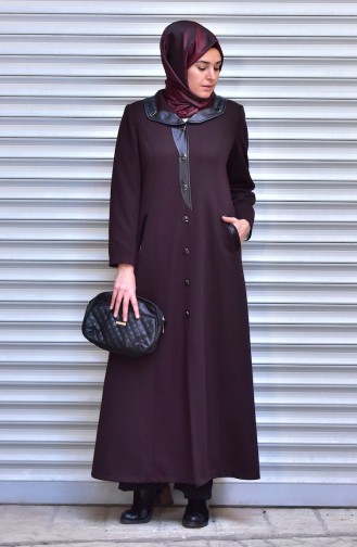 Übergröße Hijab Mantel mit Knöpfen 0976-04 Weinrot 0976-04