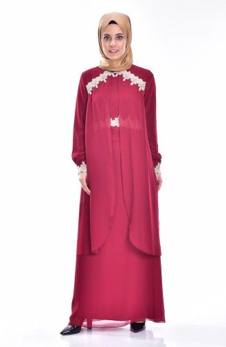 Lace Evening Dress 3234-05 Claret Red 3234-05