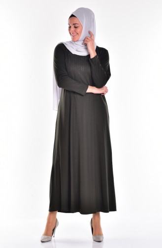 Khaki Hijab Dress 0966-01