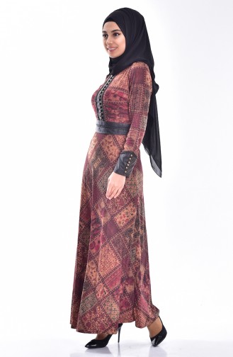 Brown Hijab Dress 7454-02