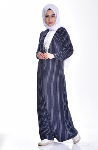 Dunkelblau Hijab Kleider 0188-02