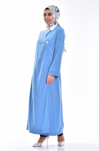 Abaya avec Broche 1003-01 Bleu 1003-01