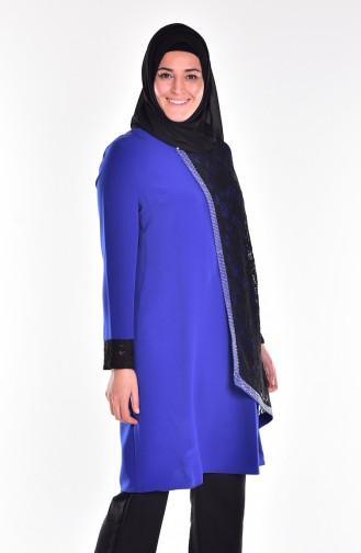 Tunique a Dentelle Grande Taille 2177-01 Bleu Roi 2177-01
