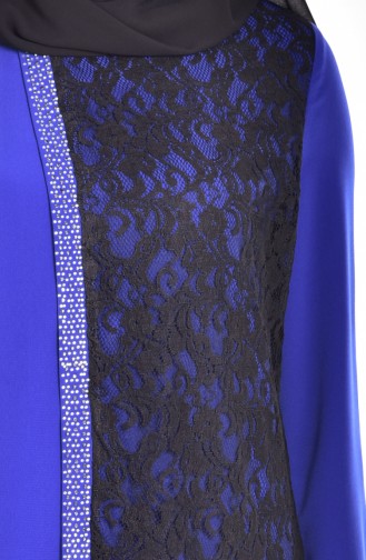 Tunique a Dentelle Grande Taille 2177-01 Bleu Roi 2177-01