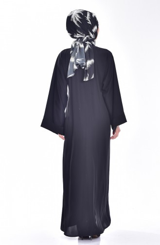 Abaya with Snap-Fastener 7001-02 Black 7001-02