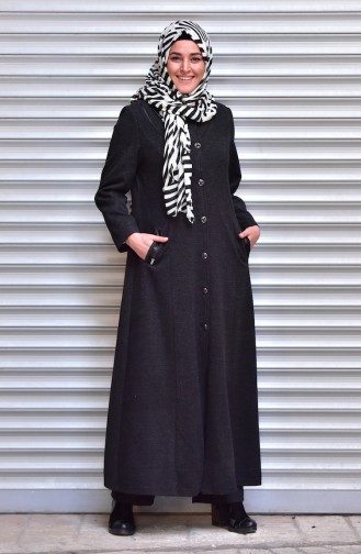 Übergröße Hijab Mantel mit Tasche 0975-03 Schwarz 0975-03
