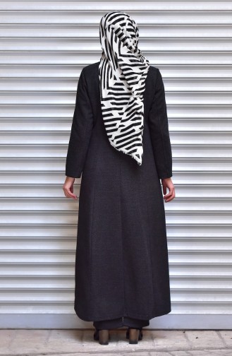 Übergröße Hijab Mantel mit Tasche 0975-03 Schwarz 0975-03