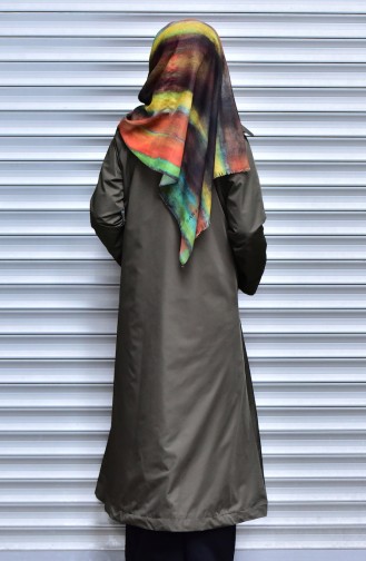 SUKRAN Pocketed Zippered Raincoat 35798-01 Khaki 35798-01