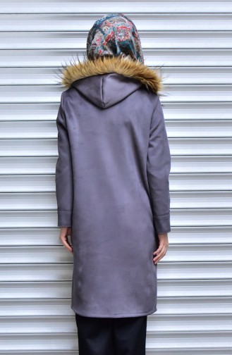 Furry Coat with Snap-Fastener 14946-03 Dark Grey 14946-03