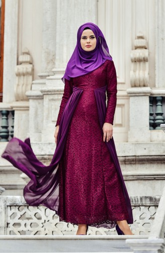 Purple İslamitische Avondjurk 0408-01