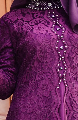 Purple Hijab Evening Dress 0529-01