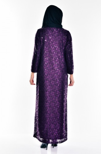 Purple Hijab Evening Dress 6004-02