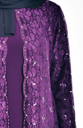 Purple Hijab Evening Dress 6004-02