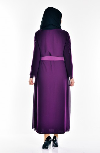 Purple Hijab Evening Dress 6062-03