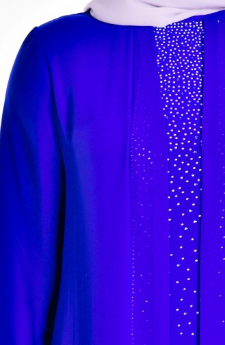 Robe de Soirée avec Pierre Grande Taille 5919-02 Bleu Roi 5919-02