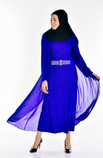 فستان من الشيفون يتميز بحزام مُزين بلؤلؤ وتفاصيل لامعة 6062-01