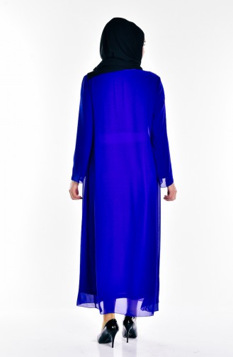 Robe de Soirée a Paillette et Pierre Grande Taille 6062-01 Bleu Roi 6062-01