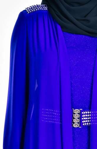 Saxe Hijab Evening Dress 6062-01