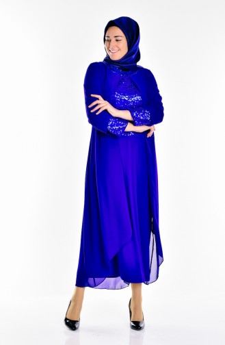 Saxe Hijab Evening Dress 2180-01