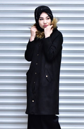 Furry Coat with Snap-Fastener 14946-01 Black 14946-01