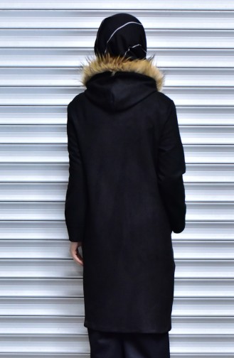 Furry Coat with Snap-Fastener 14946-01 Black 14946-01