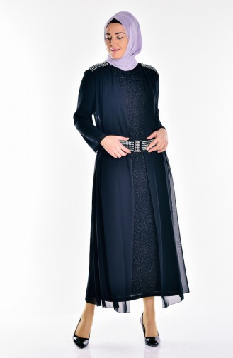 فستان من الشيفون يتميز بحزام مُزين بلؤلؤ وتفاصيل لامعة 6062-02