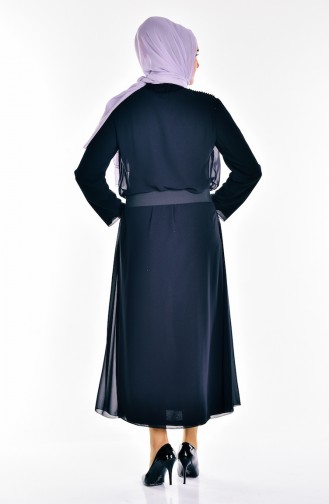 Robe de Soirée a Paillette et Pierre Grande Taille 6062-02 Noir 6062-02