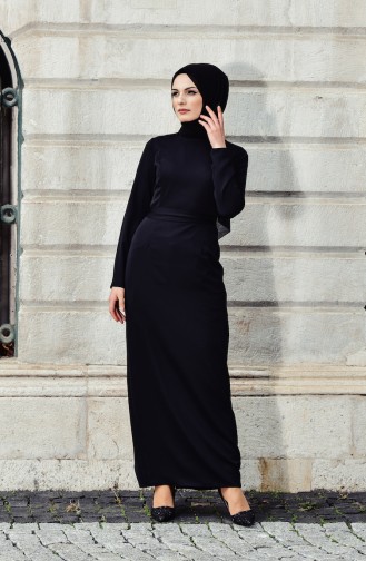 Schwarz Hijab-Abendkleider 0007-01