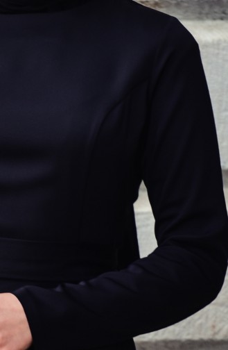 Merve Arslan Kuşaklı Elbise 0007-01 Siyah