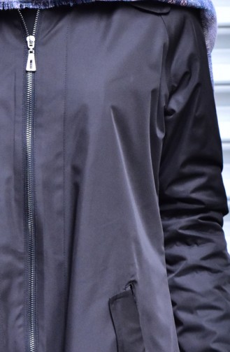 شوكران معطف واق من المطر بتصميم سحاب و جيوب 35798-05 لون أسود 35798-05