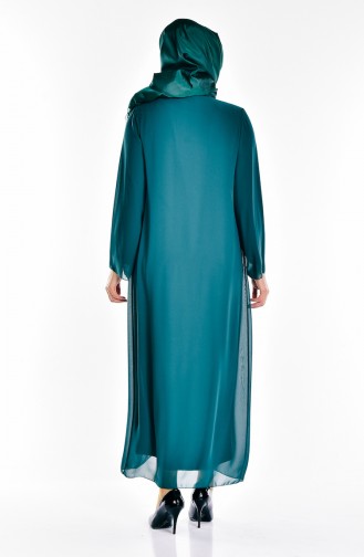 Emerald Green Hijab Evening Dress 5919-03