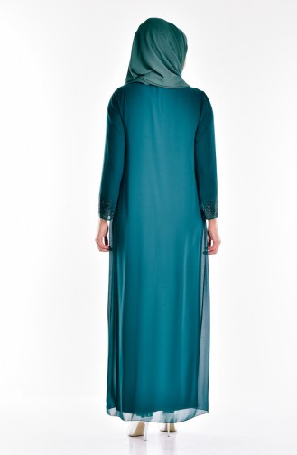 Emerald Green Hijab Evening Dress 6015-04